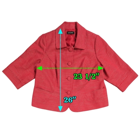 Lane Bryant Red Dotted Blazer Pockets Peacoat Whimsical Retro Look Preppy - Picture 3 of 8